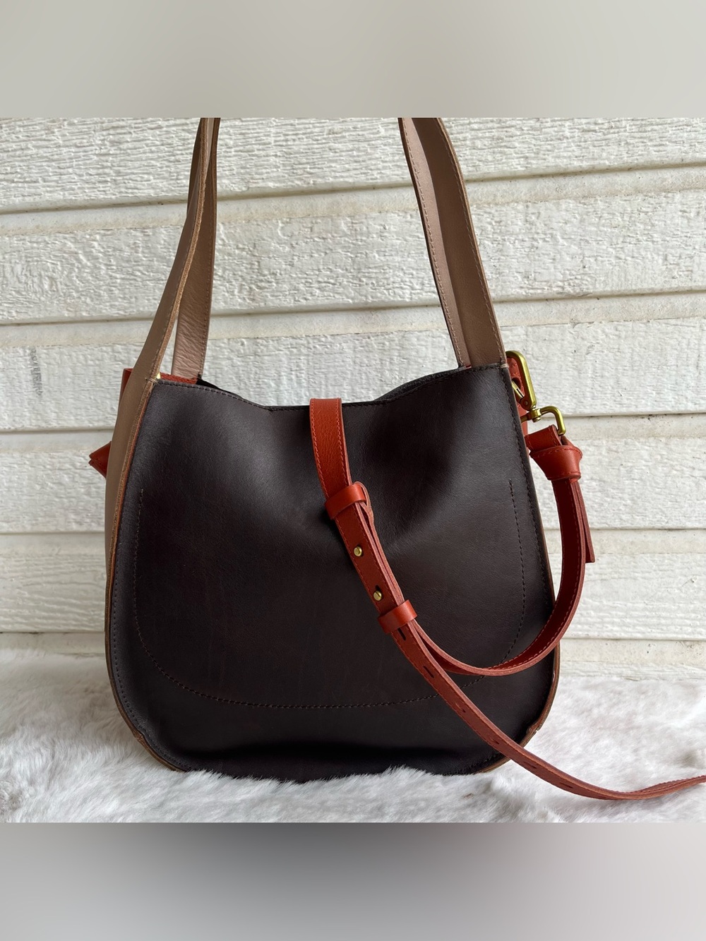 MADEWELL The Sydney Shoulder Bag in Colorblock Satchel Tote Almost Perfect